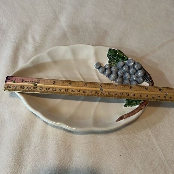 Creazioni Originali Italy Serving Tray Dish 9 1/2 X 6 1/4 Ceramic Grape Vine - Picture 7 of 8
